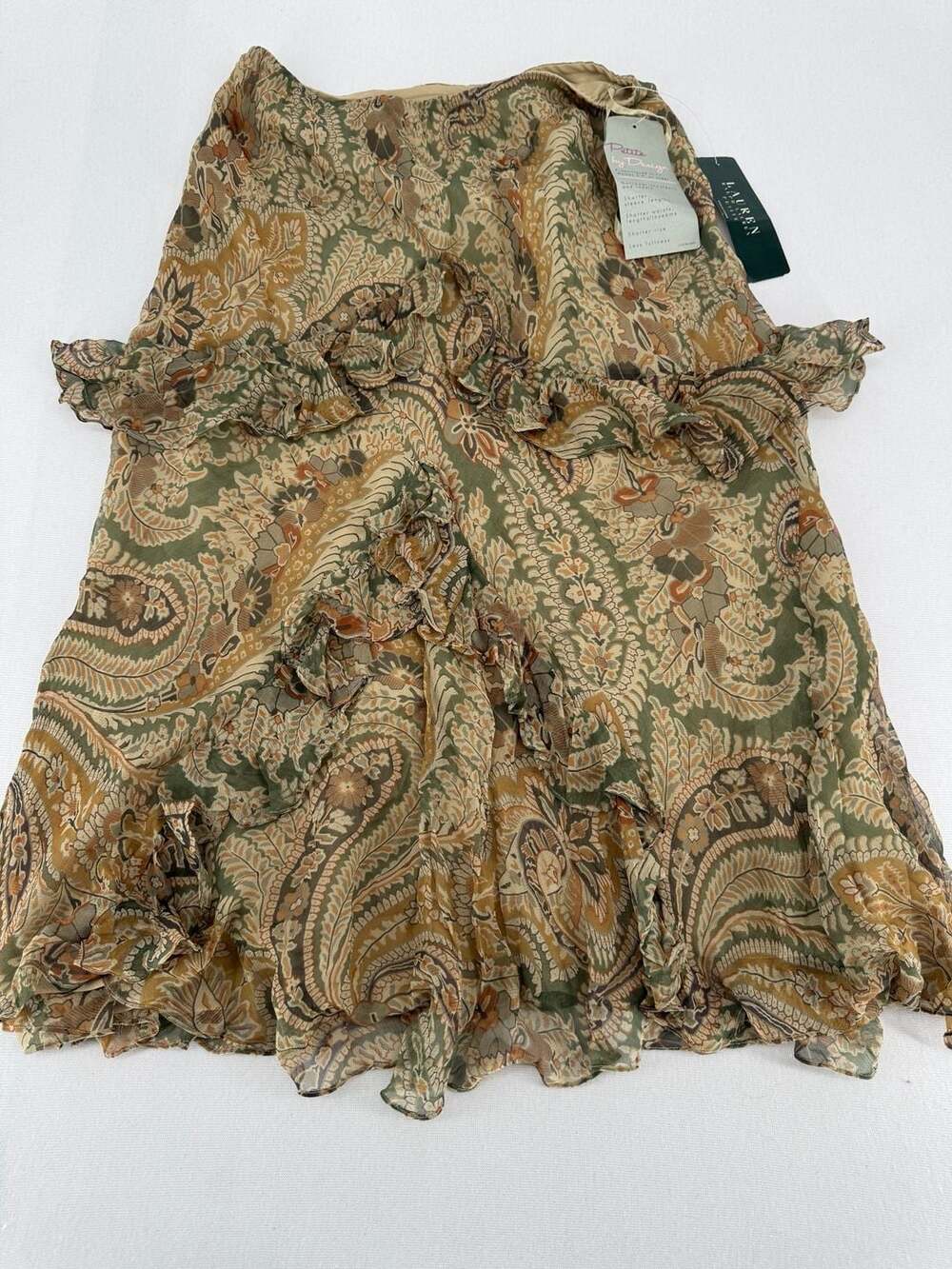LAUREN Ralph Lauren Ruffle Skirt Green Paisley